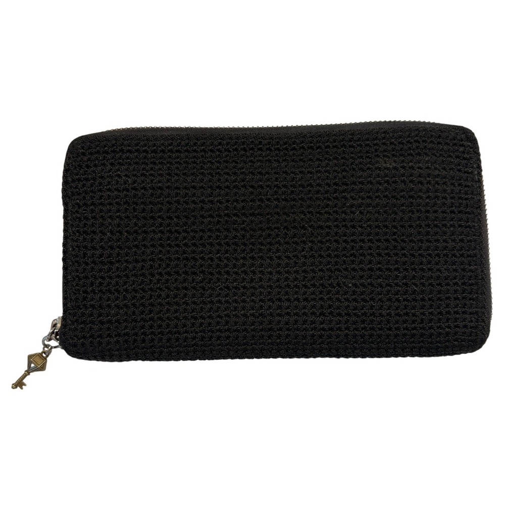 The Sak Iris Large Zip Around Wallet Black Crochet Handmades Key Charm